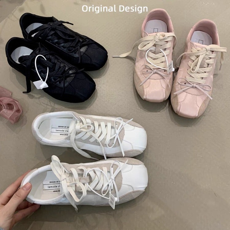 Sieviešu kurpes ar saitēm un tauriņu mezgla dizainu, zems augšējais, elpojošs mikrošķiedras augšējais materiāls, gumijas zole, augstuma palielināšanas funkcija