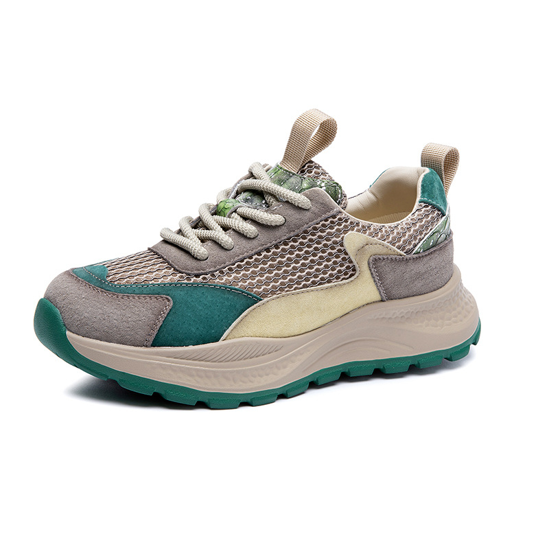 Ženske tenisice Dad Shoes: prozračne, lagane, gornji dio od svinjske kože, mrežasta podstava, gumena potplata