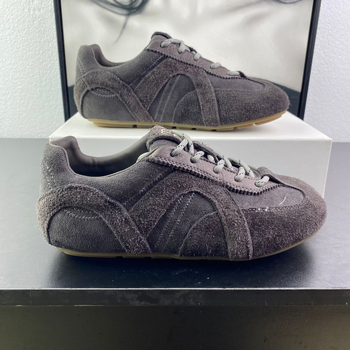 Ženske tenisice u korejskom stilu, prirodna koža i velur, retro dizajn, okrugli vrh prsta, vezanje, niski potpetica 1–3 cm, ulošak od svinjske kože