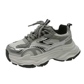 Ženske retro tenisice u hongkonškom stilu, chunky dad shoes, niski vrh, vezanje, Microfiber + mreža, gumena potplat, visina pete 3–5 cm, jesen 2024