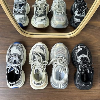 Ženské športové tenisky v kórejskom štýle na bežné nosenie, nízky profil, okrúhla špička, zapínanie na šnúrky vpredu, gumová podrážka.