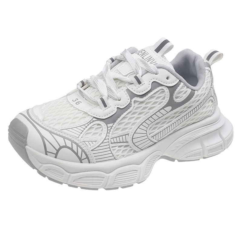 Ženské športové tenisky v kórejskom štýle na bežné nosenie, nízky profil, okrúhla špička, zapínanie na šnúrky vpredu, gumová podrážka.