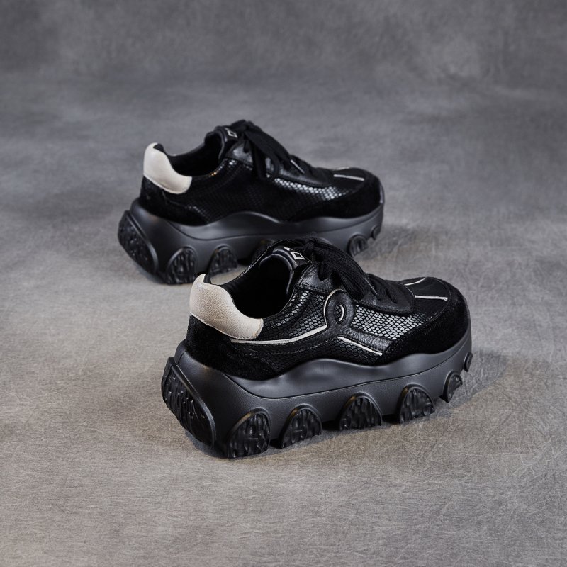 Ženske Dad Shoes od kože prvog sloja, vezanje, visina peta 6-8 cm, ulošak od kože svinje, potplat od pjenaste gume
