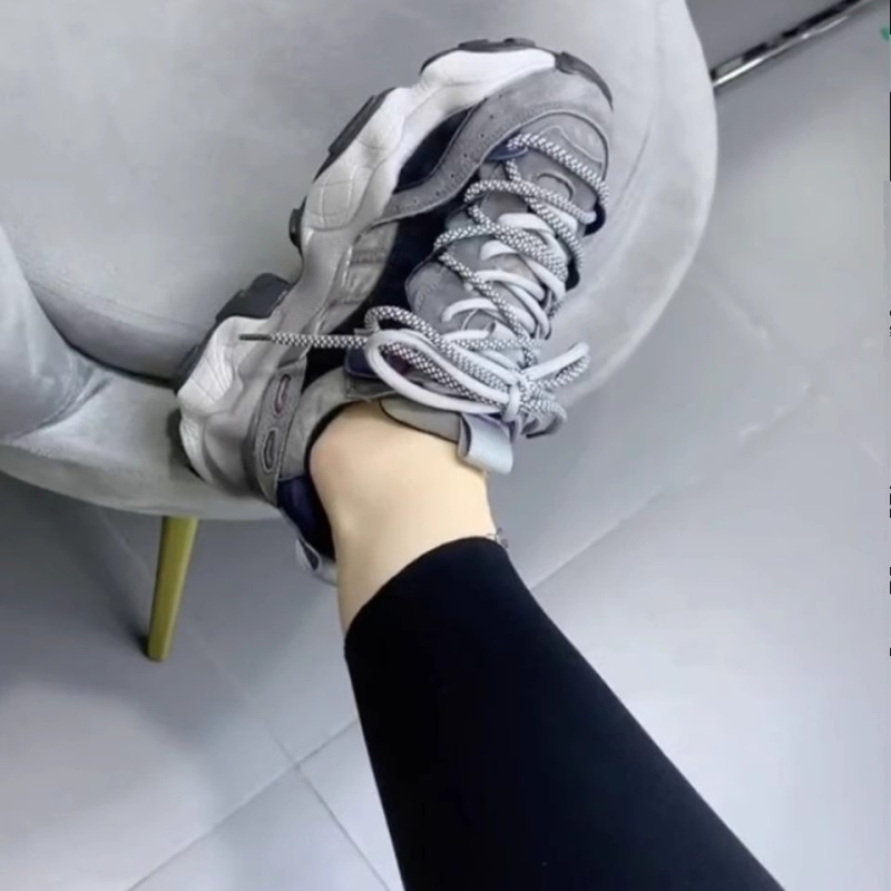 Ženske tenisice u stilu daddy shoes s povećanjem visine, debeli potplat, otporna gumena podloga, vezanje sprijeda, niski gornji dio, gornji dio od mikrovlakna