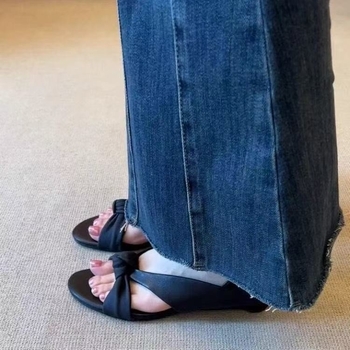 Sandale cu curea simplă din PU, vârf rotund, talpă din cauciuc, bandă elastică, stil casual