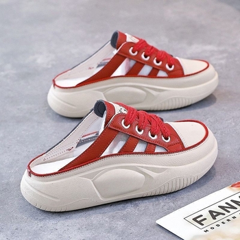 PU mule sandale sa zatvorenim prstima, prozračne, slip-on, klinasti potpetica, gornji PU