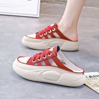 PU mule sandale sa zatvorenim prstima, prozračne, slip-on, klinasti potpetica, gornji PU