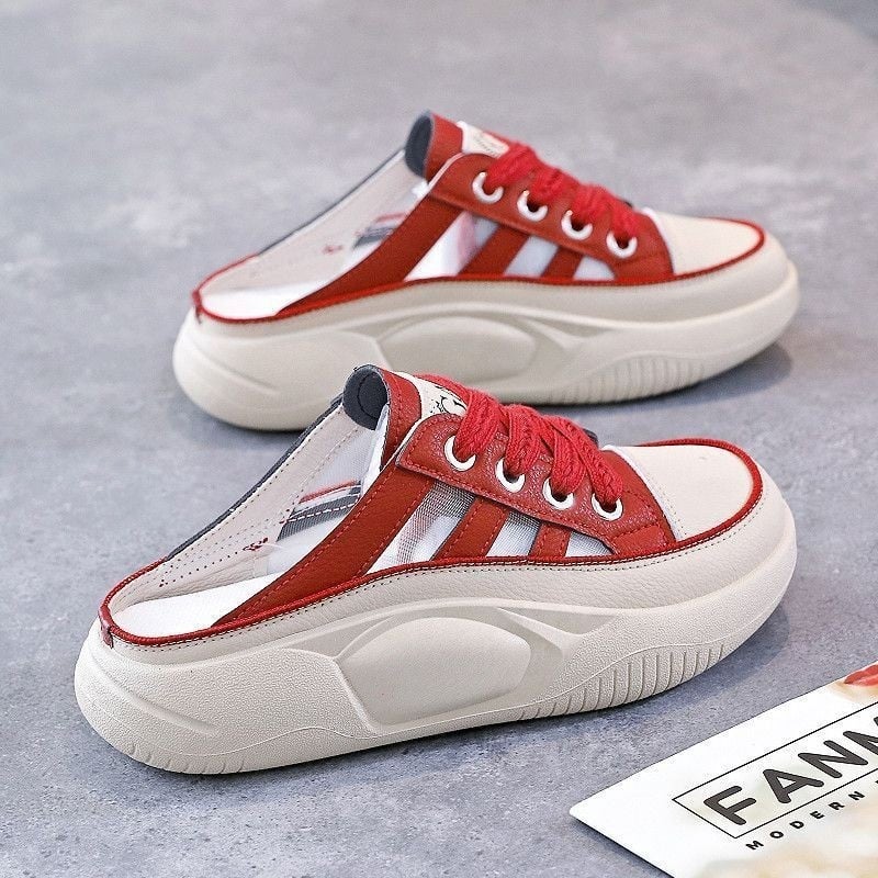 PU mule sandale sa zatvorenim prstima, prozračne, slip-on, klinasti potpetica, gornji PU