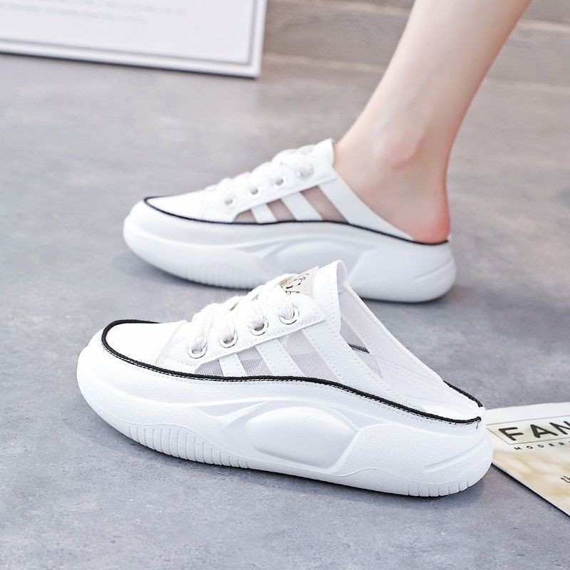 PU mule sandale sa zatvorenim prstima, prozračne, slip-on, klinasti potpetica, gornji PU
