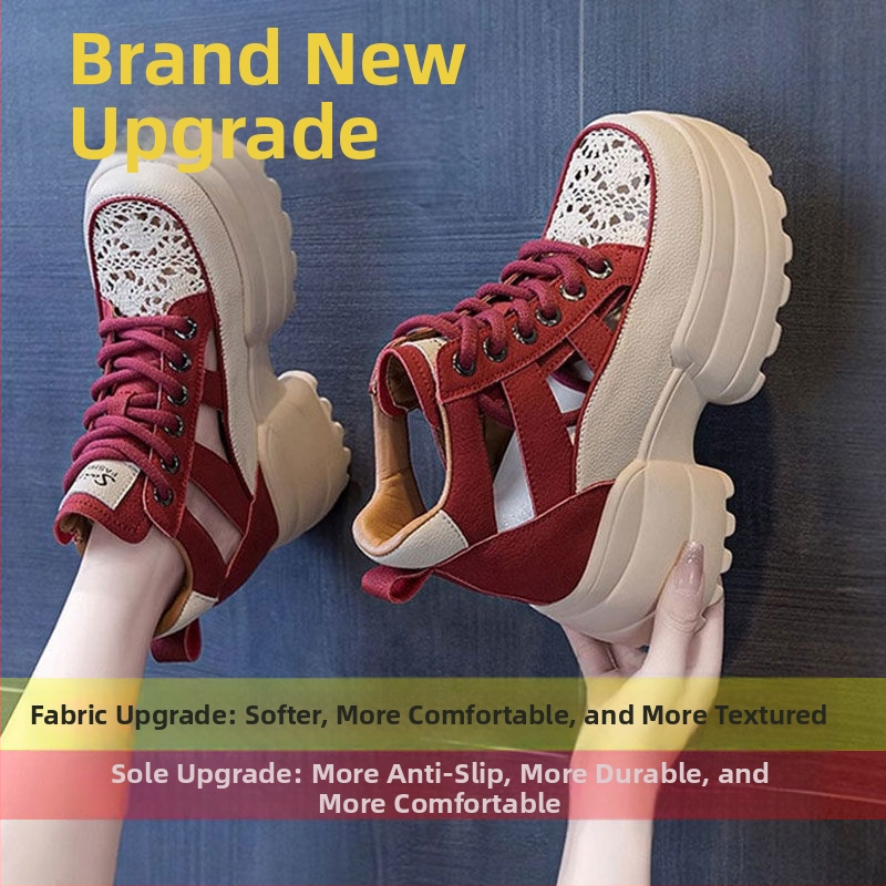 Dámske platformové sandále so skrytým podpätkom, uzavretý nos, predné viazanie, PU horná časť, gumová podrážka