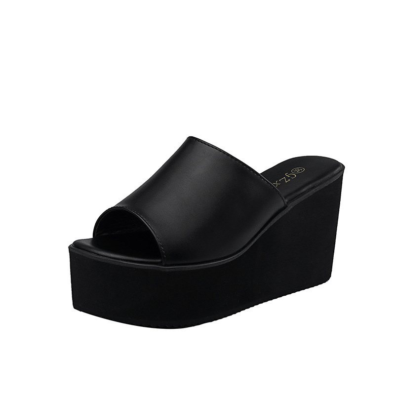 Sandale s klinom u obliku ribljeg usta, PVC gornji dio, 10 cm visina pete, bubljasta potplata, korejski stil