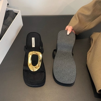 Sandale cu platformă pentru femei, partea superioară PU, talpă din cauciuc, căptușeală din țesătură, înălțimea platformei 5–8 cm