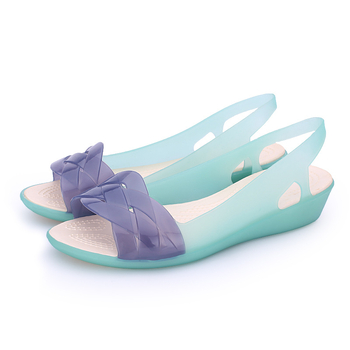 Sandale jelly pentru femei din TPU, toc în formă de pană, talpă antiderapantă, respirabile și ușoare