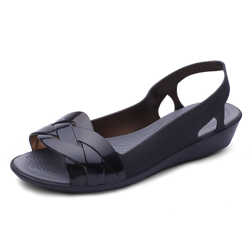 Sandale jelly pentru femei din TPU, toc în formă de pană, talpă antiderapantă, respirabile și ușoare