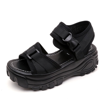 Damske casual sandale s PU gornjim dijelom, gumom na podnožju, klinasti potplat, visina 3-5 cm, Velcro zatvaranje