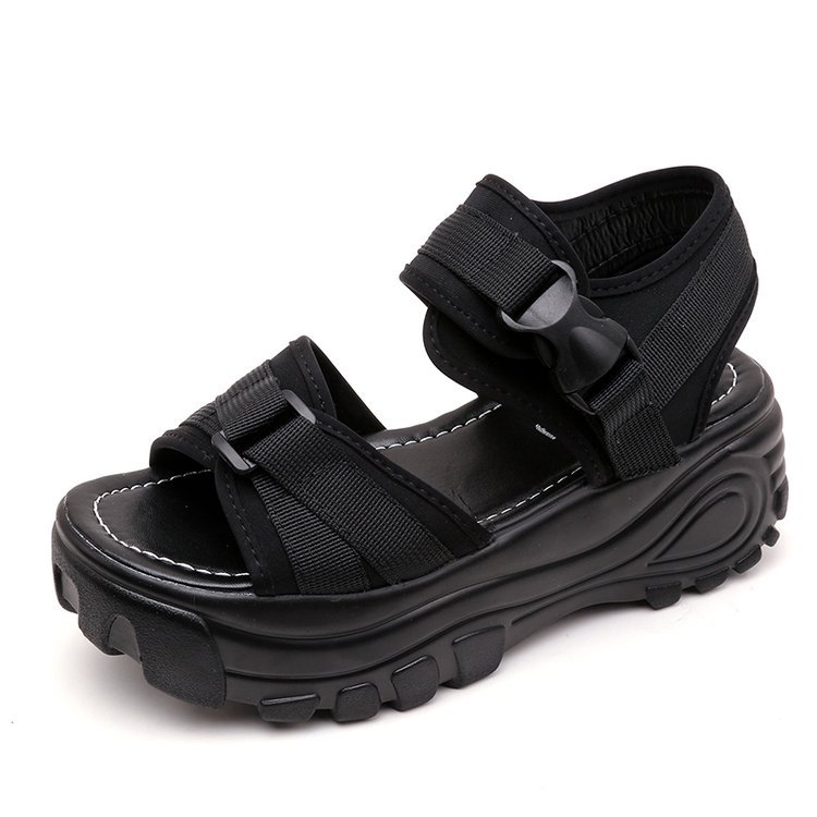 Damske casual sandale s PU gornjim dijelom, gumom na podnožju, klinasti potplat, visina 3-5 cm, Velcro zatvaranje