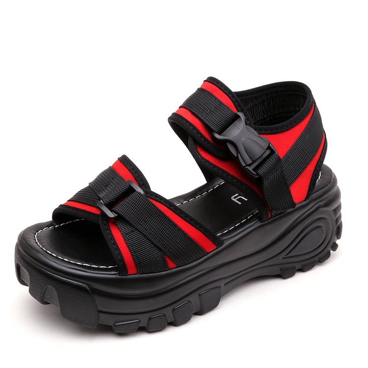 Damske casual sandale s PU gornjim dijelom, gumom na podnožju, klinasti potplat, visina 3-5 cm, Velcro zatvaranje