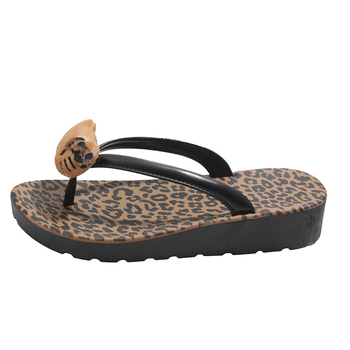 Ženske japanke s leopardim uzorkom, PVC gornji dio i PVC đon, 3–5 cm klinasti potplat, brzo sušenje, prozračnost, injekcijski oblikovana đon