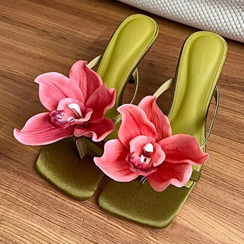 Ženske flip-flop sandale s kvadratnim nosom, gornji dio od super vlakna, gumeni potplat, unutarnji PU materijal