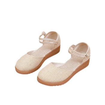 Ženske platformske sandale, prozračne, casual minimalističkog stila, za putovanja, s remenom i kopčom, srednje niska peta