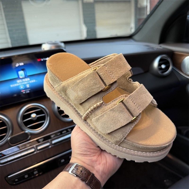 Ženske sandale s debelim potplatom, gornji dio od kože krave, EVA potplat, zatvaranje Velcro, klina peta 3–5 cm