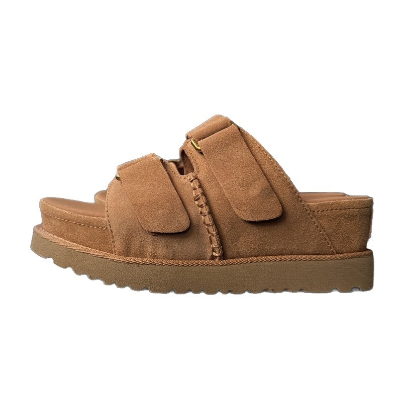 Ženske sandale s debelim potplatom, gornji dio od kože krave, EVA potplat, zatvaranje Velcro, klina peta 3–5 cm
