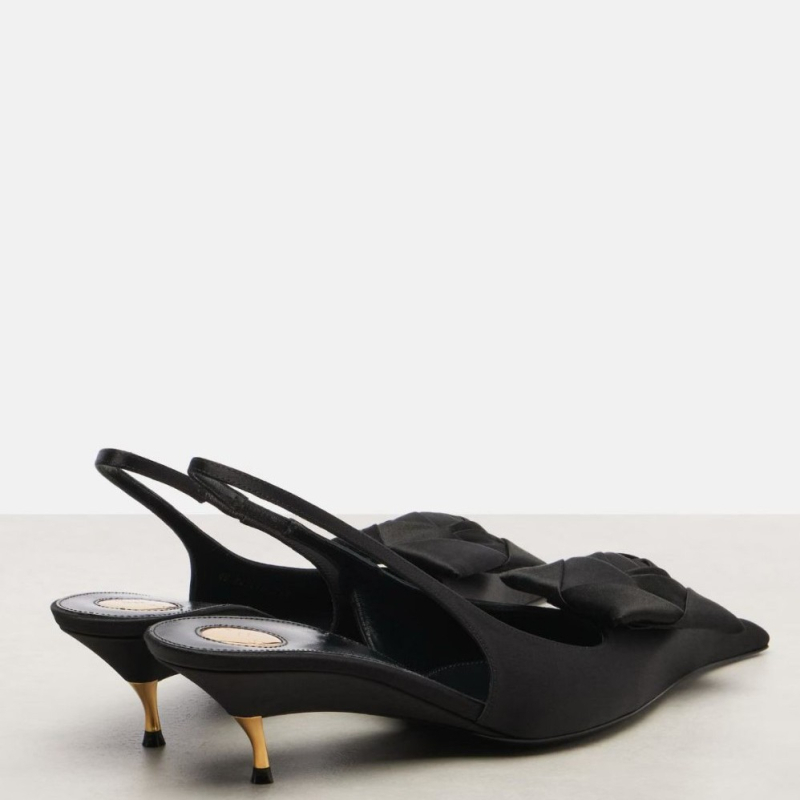 Дамски сатенени сандали с горна част от коприна и изкуствен плюш, остър нос, клиновиден ток 3–6 см, подметка TPR, Есен 2025