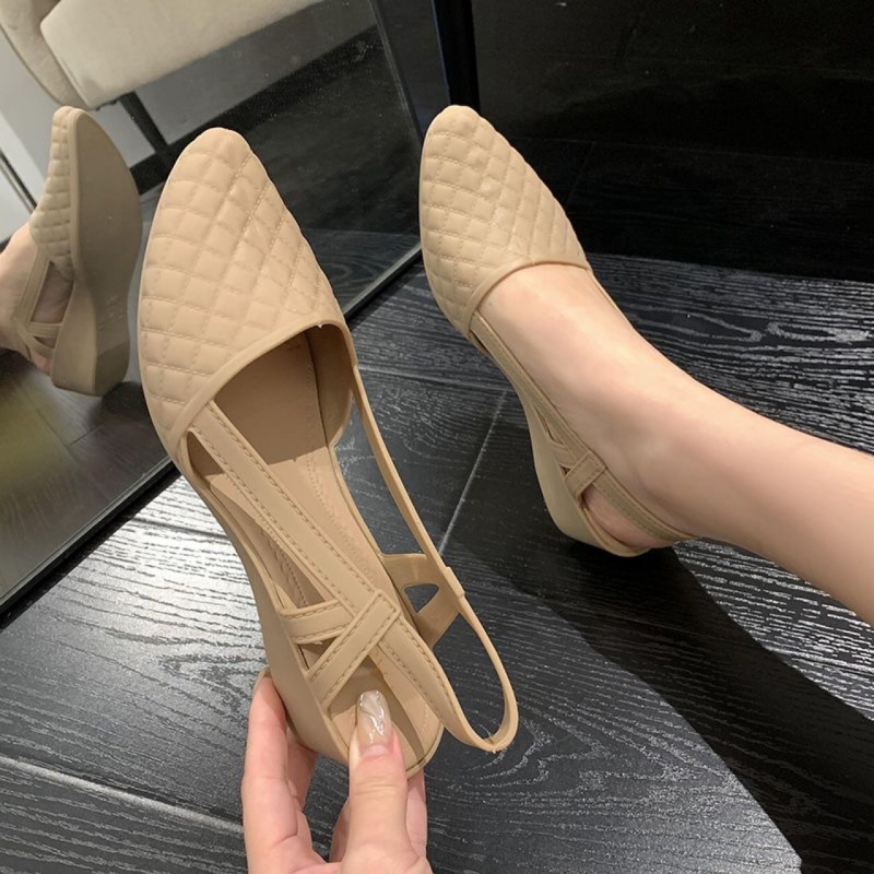 Ženske sandale | elegantan stil, oštar vrh prsta, PVC gornji dio, slip-on, nizak klin do 3 cm