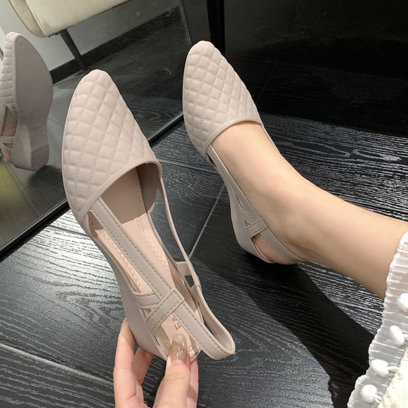 Ženske sandale | elegantan stil, oštar vrh prsta, PVC gornji dio, slip-on, nizak klin do 3 cm