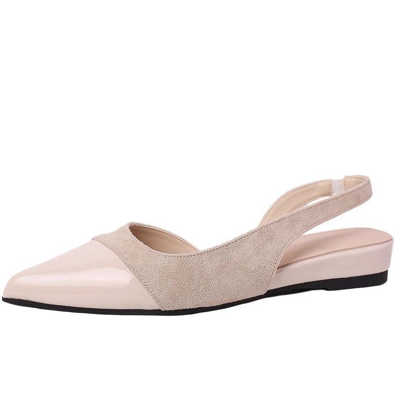 Sandale cu vârf ascuțit, design spate gol — PU suprafață, talpă din cauciuc, primăvara 2025