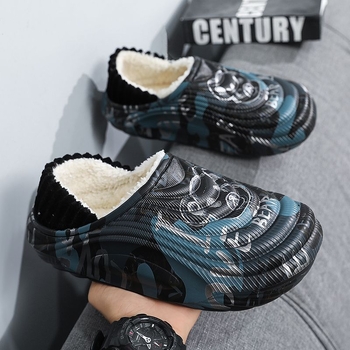 Férfi EVA beltéri papucs — fleece bélés, Slip-On, meleg, könnyű, csúszásmentes