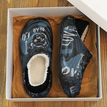 Férfi EVA beltéri papucs — fleece bélés, Slip-On, meleg, könnyű, csúszásmentes