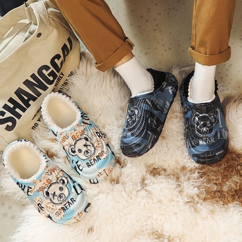 Férfi EVA beltéri papucs — fleece bélés, Slip-On, meleg, könnyű, csúszásmentes