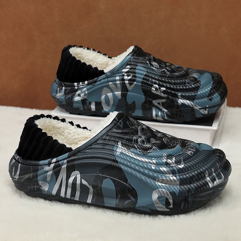 Férfi EVA beltéri papucs — fleece bélés, Slip-On, meleg, könnyű, csúszásmentes