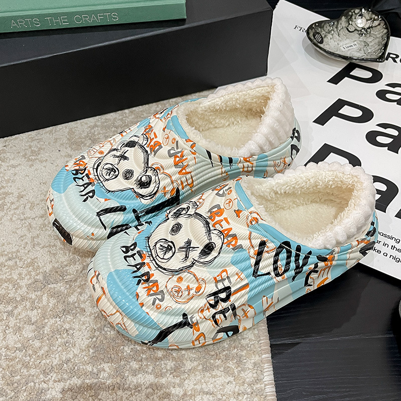 Férfi EVA beltéri papucs — fleece bélés, Slip-On, meleg, könnyű, csúszásmentes