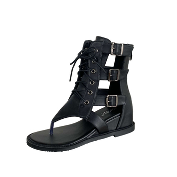 Sandale romane pentru femei cu fermoar pe spate; caracteristici: formă deget – gură de pește; material partea superioară: PU; material căptușire: PU (Formă deget: gură de pește; Material partea superioară: PU; Material căptușire: PU)