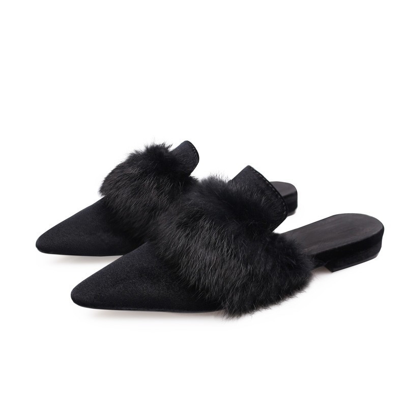 Ženske mule s oštrim vrhom, slip-on dizajn, PU gornji dio, podstava od umjetne kože, gumeni đon
