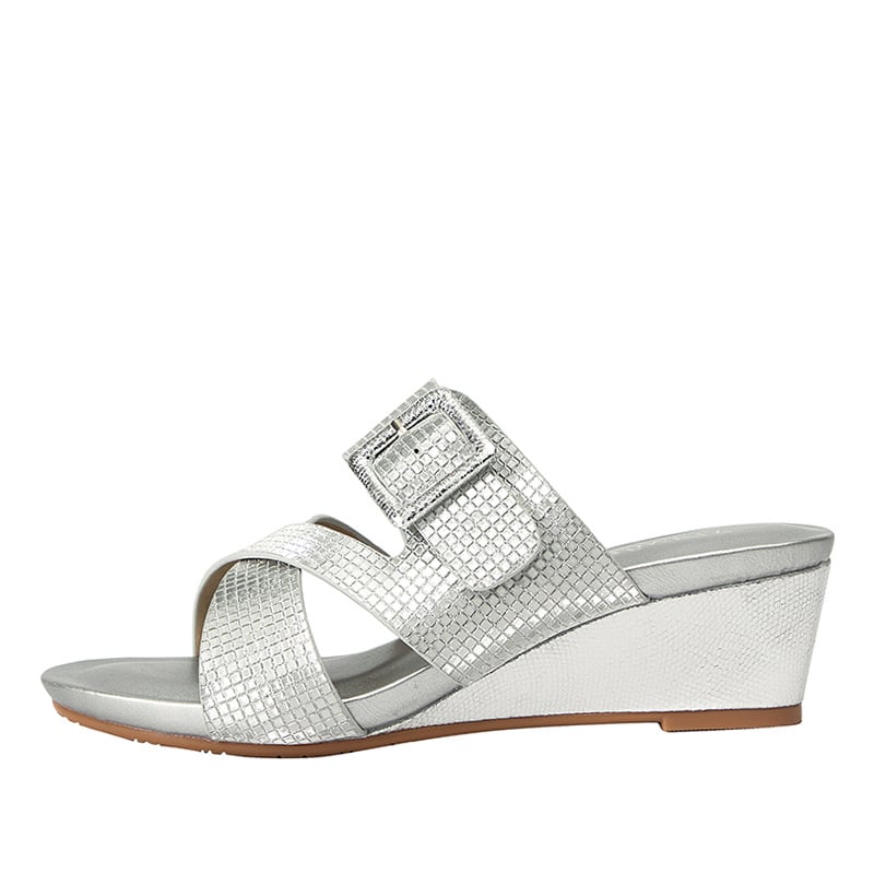 Sandale slip-on cu toc în clin, talpă groasă, stil Boho, vârf rotund, PU partea superioară