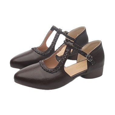 Dámske sandále s hrubými podpätkami, špičatý nos, horný materiál: syntetická koža, kamenná textúra, retro francúzsky štýl