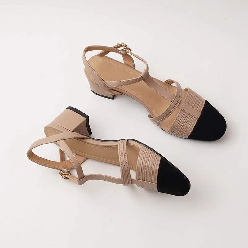 Sandale de plajă din piele de vită, cu deget despărțit, toc tip platformă 3–6 cm, stil retro primăvara 2025