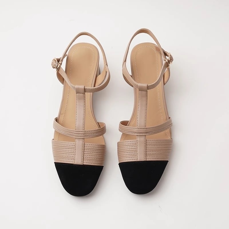 Sandale de plajă din piele de vită, cu deget despărțit, toc tip platformă 3–6 cm, stil retro primăvara 2025