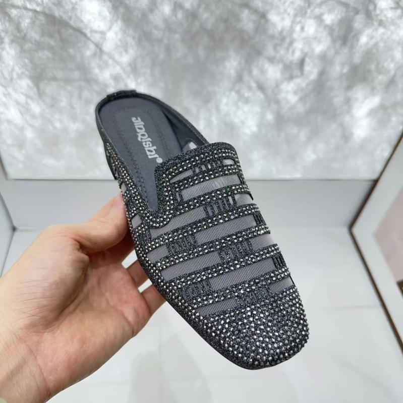 Jinqishi A892-121 Корейски стил женски чехли с закрит пръст, Slip-On, PU горна част, TPU подметка, ежедневна лятна обувка 2025