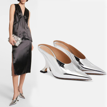 Sandale dama cu platformă, vârf ascuțit, Baotou stil, partea superioară din Super Fiber, căptușeală din piele de porc, talpă din cauciuc