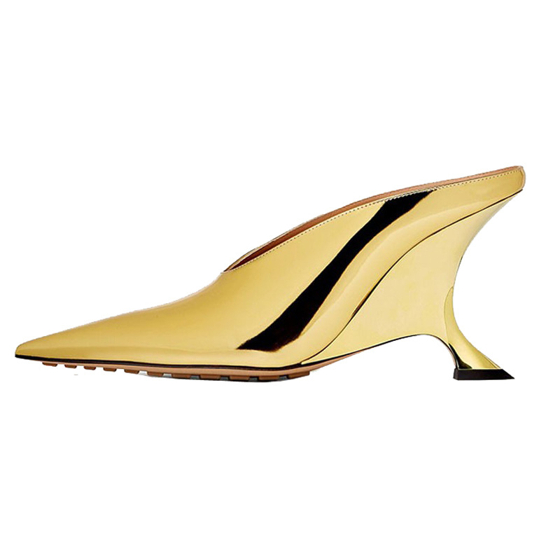 Sandale dama cu platformă, vârf ascuțit, Baotou stil, partea superioară din Super Fiber, căptușeală din piele de porc, talpă din cauciuc