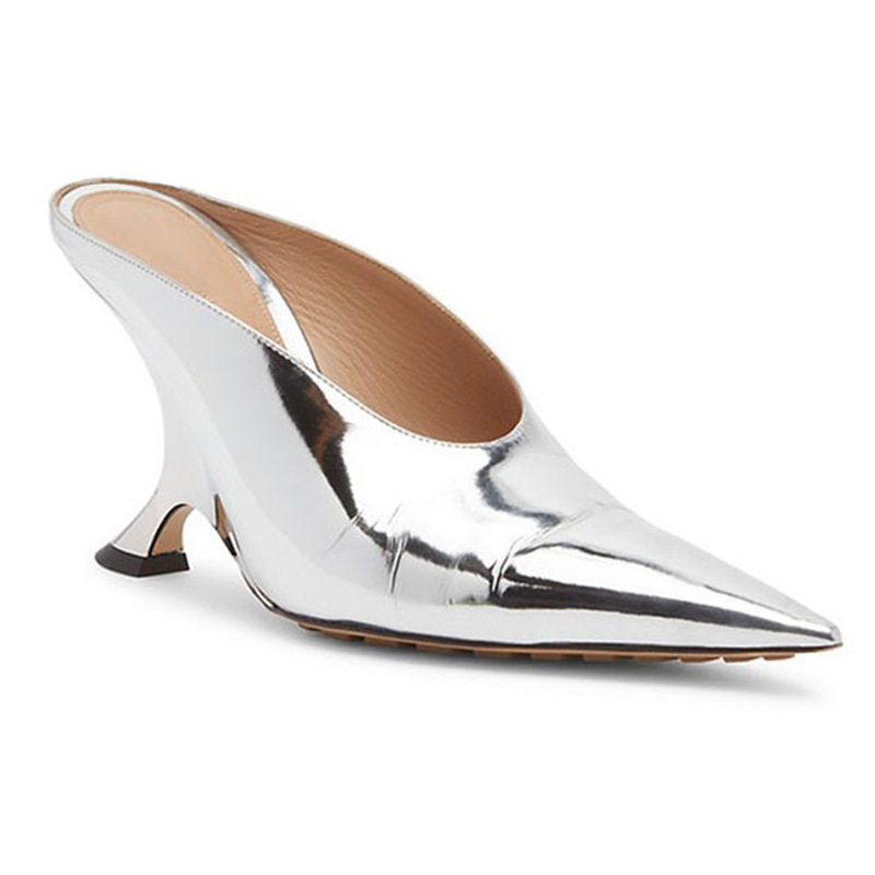 Sandale dama cu platformă, vârf ascuțit, Baotou stil, partea superioară din Super Fiber, căptușeală din piele de porc, talpă din cauciuc