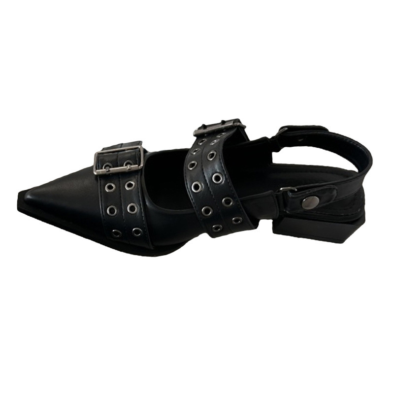 Dámske Mary Jane topánky s špičatým nosom, retro štýl, jednopásový dizajn, nízky klinový podpätok; vrchný materiál: super fiber; podrážka: guma