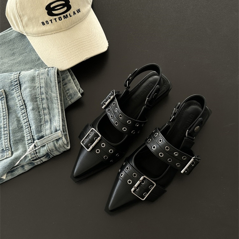 Dámske Mary Jane topánky s špičatým nosom, retro štýl, jednopásový dizajn, nízky klinový podpätok; vrchný materiál: super fiber; podrážka: guma