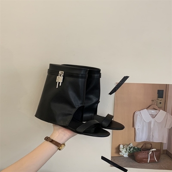 Sandále s jedným remienkom, PU horná časť, okrúhla špička, PU vnútro, kórejská verzia