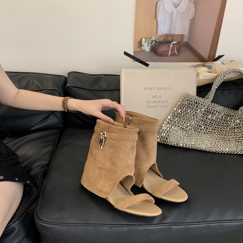 Sandále s jedným remienkom, PU horná časť, okrúhla špička, PU vnútro, kórejská verzia