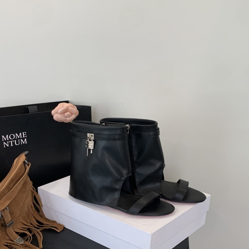 Sandále s jedným remienkom, PU horná časť, okrúhla špička, PU vnútro, kórejská verzia